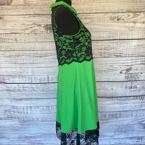 Fabiola Kelly Green/Black Fit & Flare Dress Medium - Picture 3 of 7